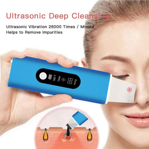 Ultrasonic Atomizing Skin Scrubber Blackhead Acne Remover Heating Deep Cleansing Facial Peeling Shovel Face Clean Skin Care（DYM-013）